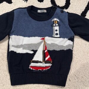 Nautical Themed Kids Sweater - Blue and Red